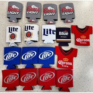 17x Beer Koozies‎ 12oz Lot Bottles Cans Miller Lite Corona Coors Light Red Blue